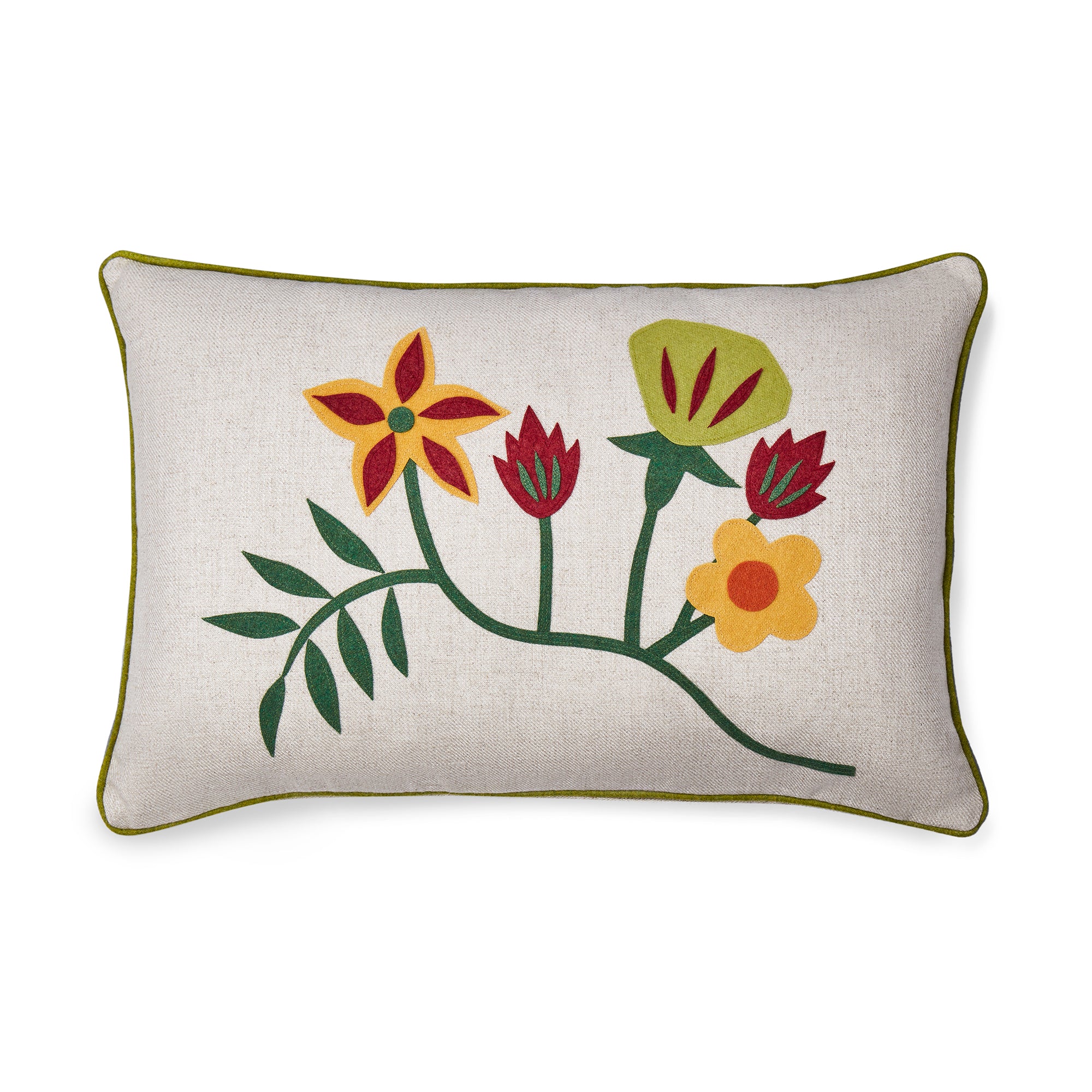 Floral Vine Appliqué Cushion West Bloom
