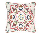 Our small Chintal embroidered cushion, takes one of the design team's new room scheme fabrics and repurposes it to produce these small cushions, to add a sprinkle of colour to your favourite chair. The kaleidoscope design in shades of pinks, and corals , with contrasting leaf like motifs in aqua and blues forms a central design feature, on an ecru ground, with contrasting orange piping, with plain ecru reverse. Content : 100% linen Size: 40 x