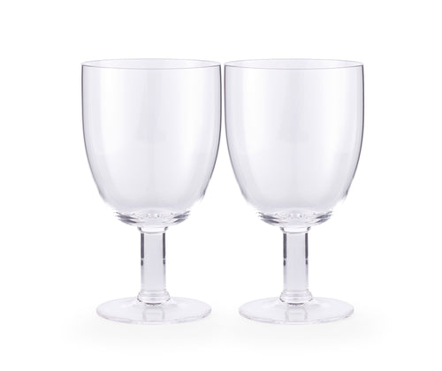 Sold in boxed sets of 2, The Flow goblet, has a sleek curved bowl, and elegant stem and is ideal for every day use.