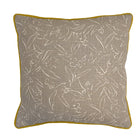 Kit Kemp cushion in Inside Out grey fabric for Christopher Farr with contrast yellow piping