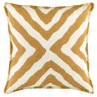 Kit Kemp's Imply Cushion, from her New Forest Collection with Annie Selke, makes a bold statement with its ochre diagonal striped pattern on a white linen background, with colour-matched blanket stitch edges. This two sided cushion looks wonderful both inside and outside. 