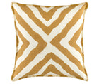 Kit Kemp's Imply Cushion, from her New Forest Collection with Annie Selke, makes a bold statement with its ochre diagonal striped pattern on a white linen background, with colour-matched blanket stitch edges. This two sided cushion looks wonderful both inside and outside. 