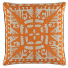 Introducing Kit Kemp's Knightwood Cushion, part of her New Forest Collection with Annie Selke, this natural linen cutwork design is overlaid and stitched over a bright orange base, with a solid reverse, with piped edge and makes for an exquisite embellishment to any chair, sofa or bed.