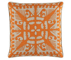 Introducing Kit Kemp's Knightwood Cushion, part of her New Forest Collection with Annie Selke, this natural linen cutwork design is overlaid and stitched over a bright orange base, with a solid reverse, with piped edge and makes for an exquisite embellishment to any chair, sofa or bed.