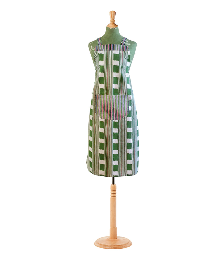 Design Studio apron in Kit Kemp's Lost and Found fabric in green colourway