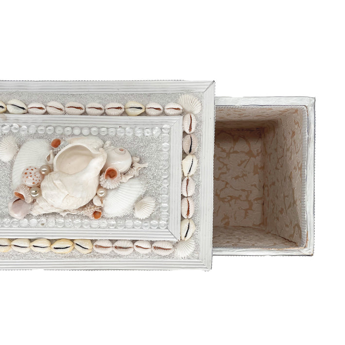 White Shells Ribbon Decorative Box