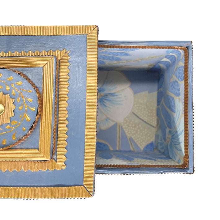 Blue Flower Square  Decorative Box