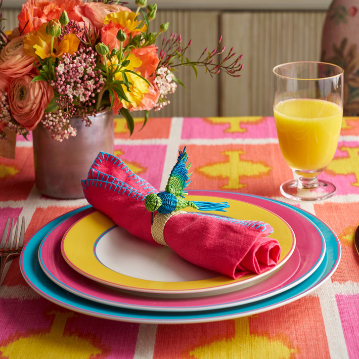 Set of 6 Blanket Stitch Napkins - Pink