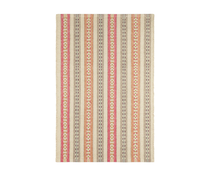 Part of Kit Kemp's new collection, with Annie Selke for spring Long Slade is a stylish, colourful and whimsical take on a classic stripe in bright shades of oranges and pink. This is soft underfoot cotton, both versatile and durable this rug adds a touch of colour to any room, and even works well in your bathroom. Size: 8 x 10