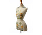 Side view of mannequin body covered in Hedgerow quince fabric