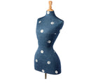 Side view of mannequin body covered in Over the moon fabric in Denim