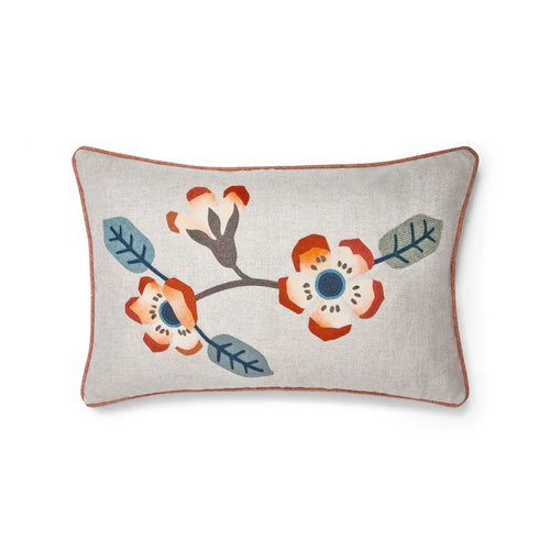 Flower Power Orange Rectangular Cushion