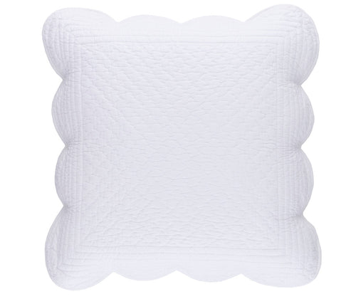 square power-shake scalloped edge white pillow case