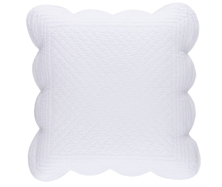 square power-shake scalloped edge white pillow case