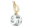 Kit Kemp's Psycho Sprig China bauble takes her iconic fabric illustration, with is curling floral sprigs, into a new incarnation, with turquoise and pink colours on a white background this piece combines with her other bauble collection to make for a bright and unusual tree design 