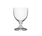 A clear rustic style small wine glass with a short solid stem.