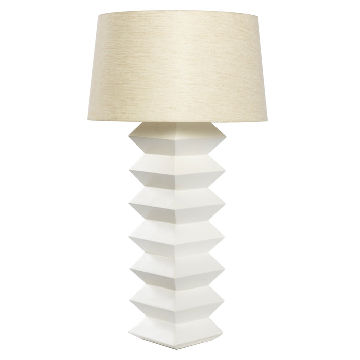 White lamp with stack zig zag body