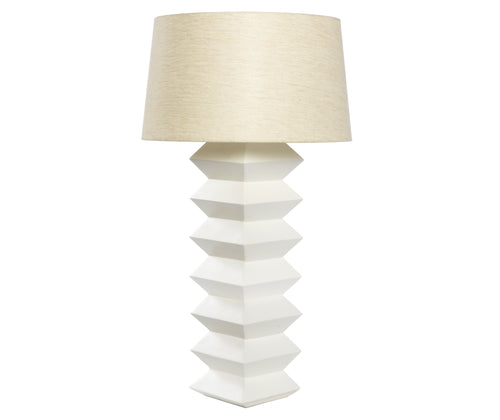 White lamp with stack zig zag body