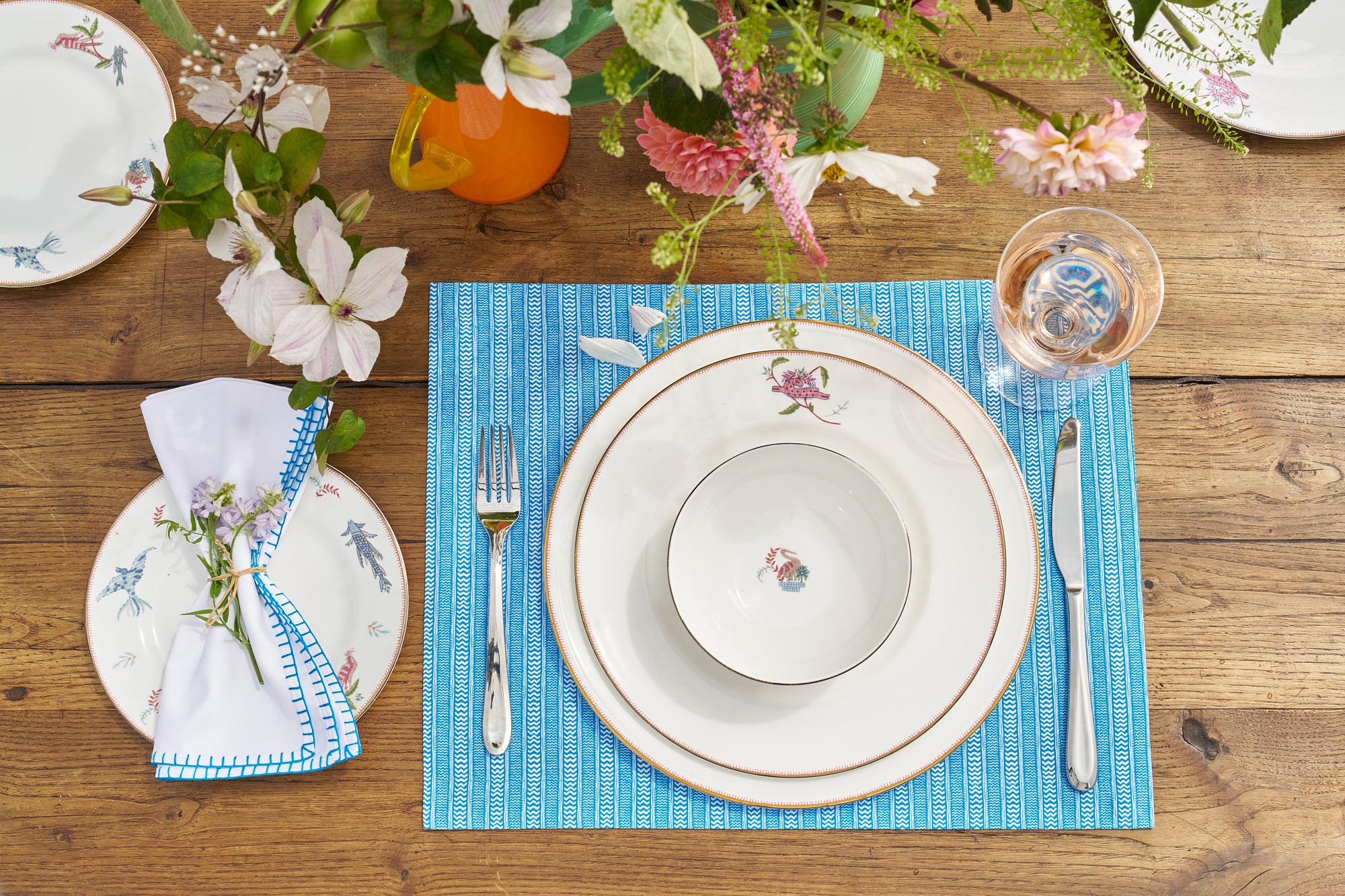 Set of 6 Chess Blue Placemats