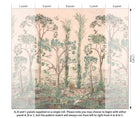 Tall trees wallpaper mural, placement guide.