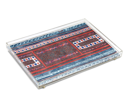 Time Teller acrylic tray is based on fabrics found in the tents of desert travellers, with a touch of modern flair