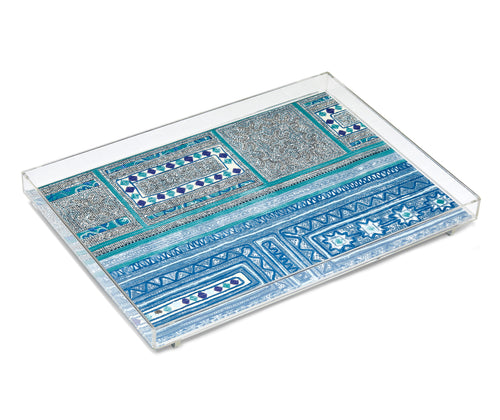 Time Teller acrylic tray is based on fabrics found in the tents of desert travellers, with a touch of modern flair