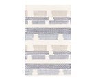 Tonal dotted strips of color on a white ground randomly break at intervals in this witty cotton flatweave rug design