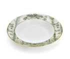 The Large Tall Trees Pasta Bowl is a shallow bowl, with it's tree top view of Kit Kemp's Tall Tree's design, in warm natural beige and green tones, forming the wide border of it's white centre. Edged in hand-painted 24 carat gold banding and both in and outer edge of this 12 bowl. this elegant plate is a valued edition to any dinner service. Made in U.K in Fine Bone China.