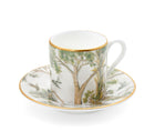 Whether your starting your day with an expresso, or finishing your dinner party with coffee, Kit Kemp's Tall trees Espresso cup and saucer, in fine bone china is the perfect choice. These dainty cups are made by Spode in the Uk, and hand painted in 24 carat gold,