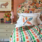 Brick Weave Throw - Green / Orange